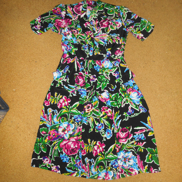 RARE TRASHY DIVA SILK RETRO FLORAL DRESS SIZE 6 - Picture 3 of 4
